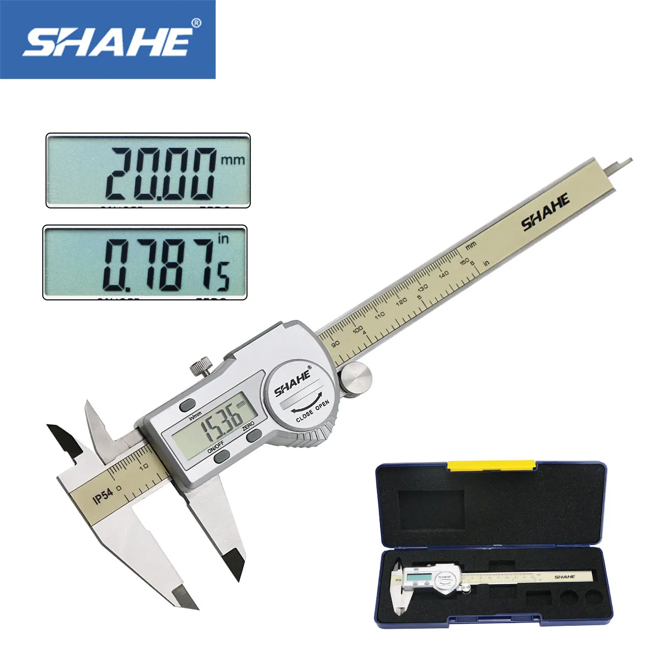 SHAHE Digital Caliper 0150 mm/6" Stainless Steel Digital Caliper