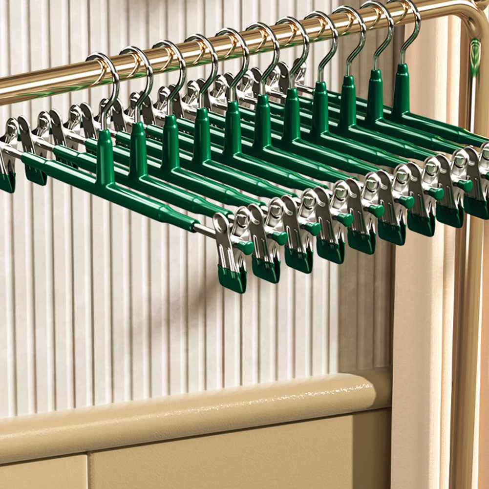 10PCS Metal Trouser Hanger with Adjustable Clip Clothes Hanger Non Slip Stainless Steels for Hanging Trousers/Socks/Skirts/Coats 5