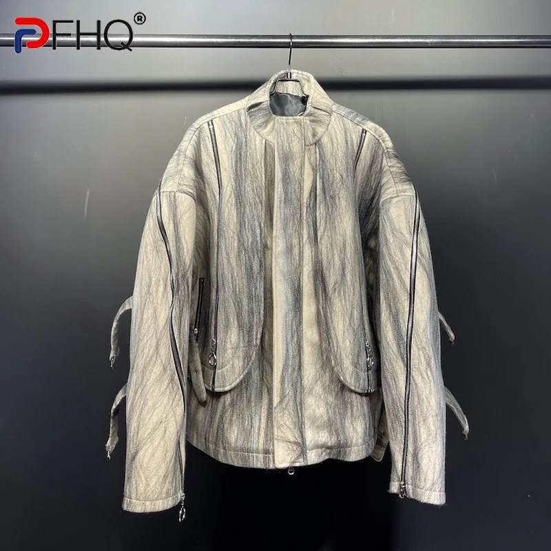 

PFHQ Original Niche Design Color Contrast Casual Men's Jackets High Quality Personality 2023 Autumn Winter Elegant Street Coat