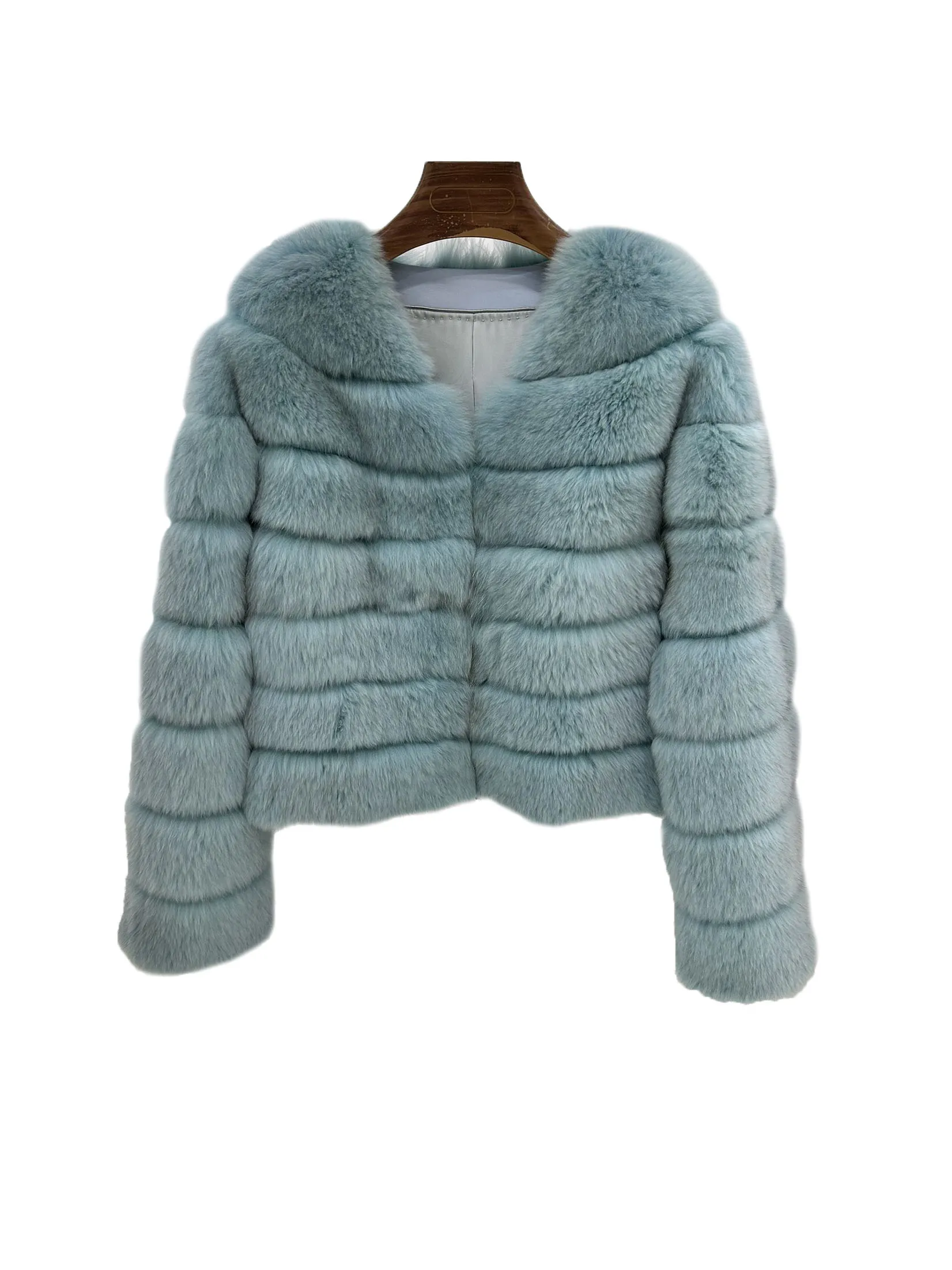 

Fur coat V collar short loose version solid color design warm and comfortable 2023 winter new 1211