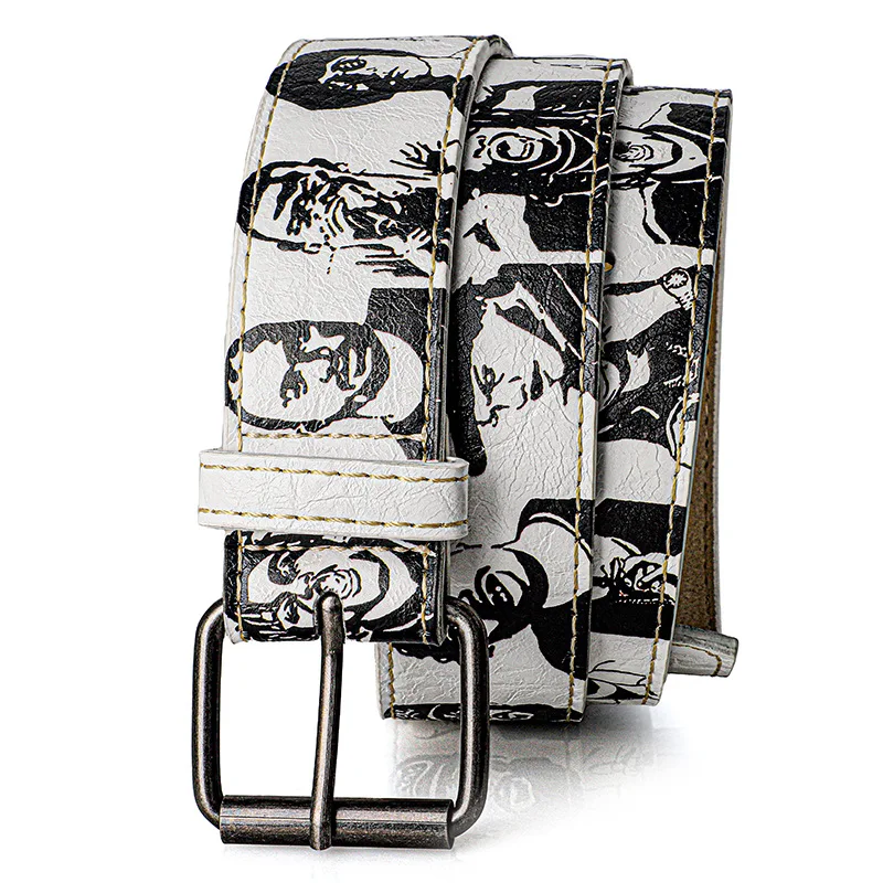 Trendy Hip-Hop Rock Rep Persona PU Street Belt, Fashion Versatile Adjustable Famous Rapper Printed Waistband For Casual，Parties