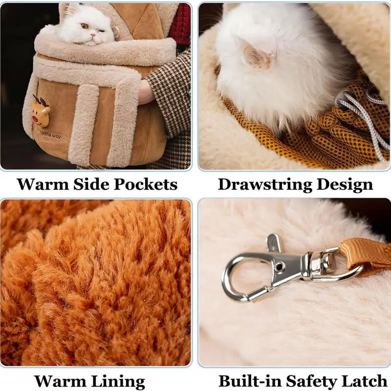 Warm Cat Carrier Bag Elk Design Pet Dog Carrier Front Pack Dog Front Breathable Pet Carry Bag For Puppies And Cats