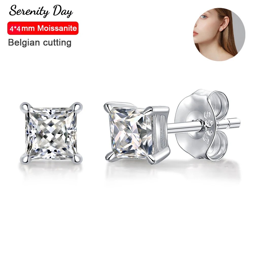 

Серьги женские из серебра 100% пробы, 4 х4 мм, 18 К
