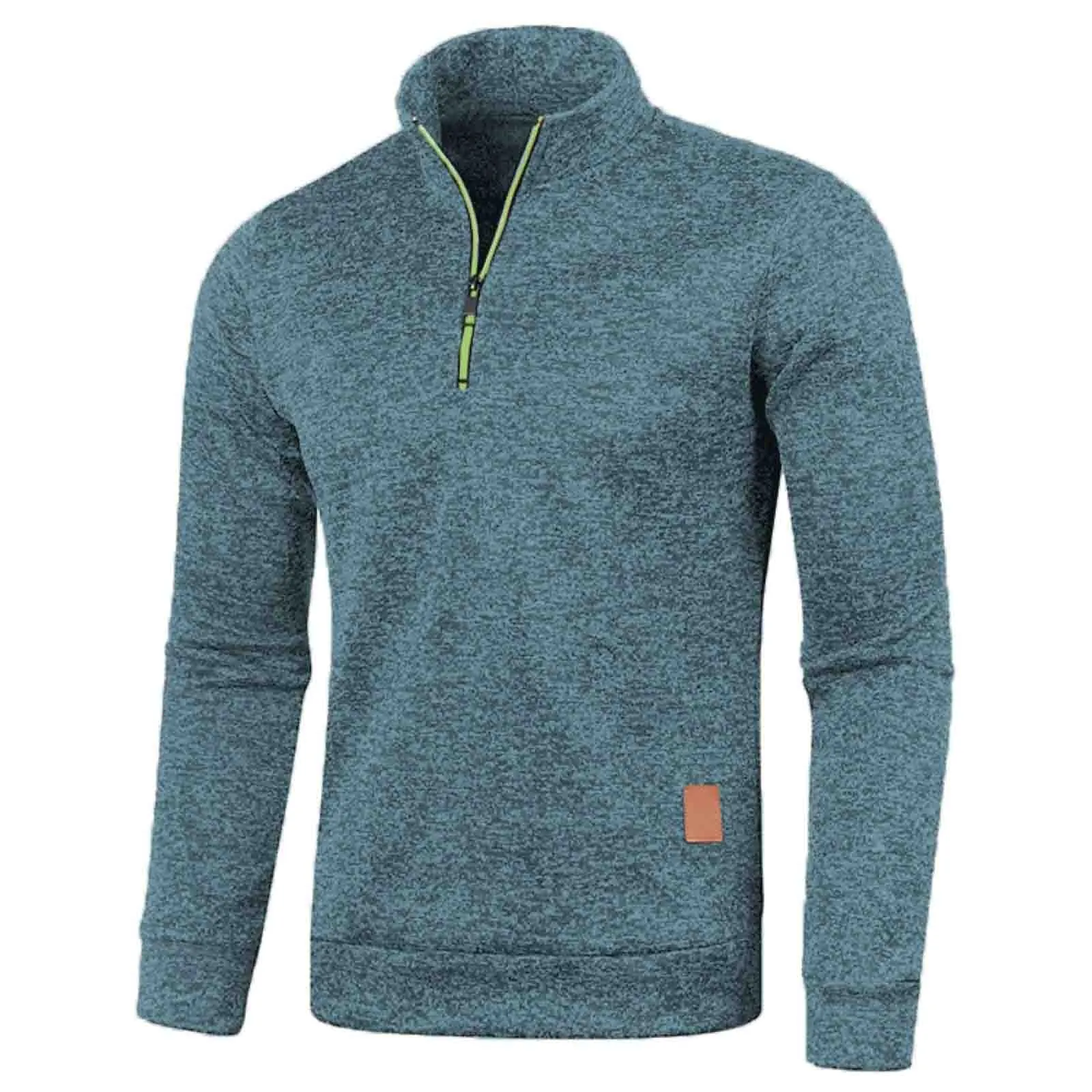 MensSweaterSolidColorLongSleeveZipperStandUpCollarFit