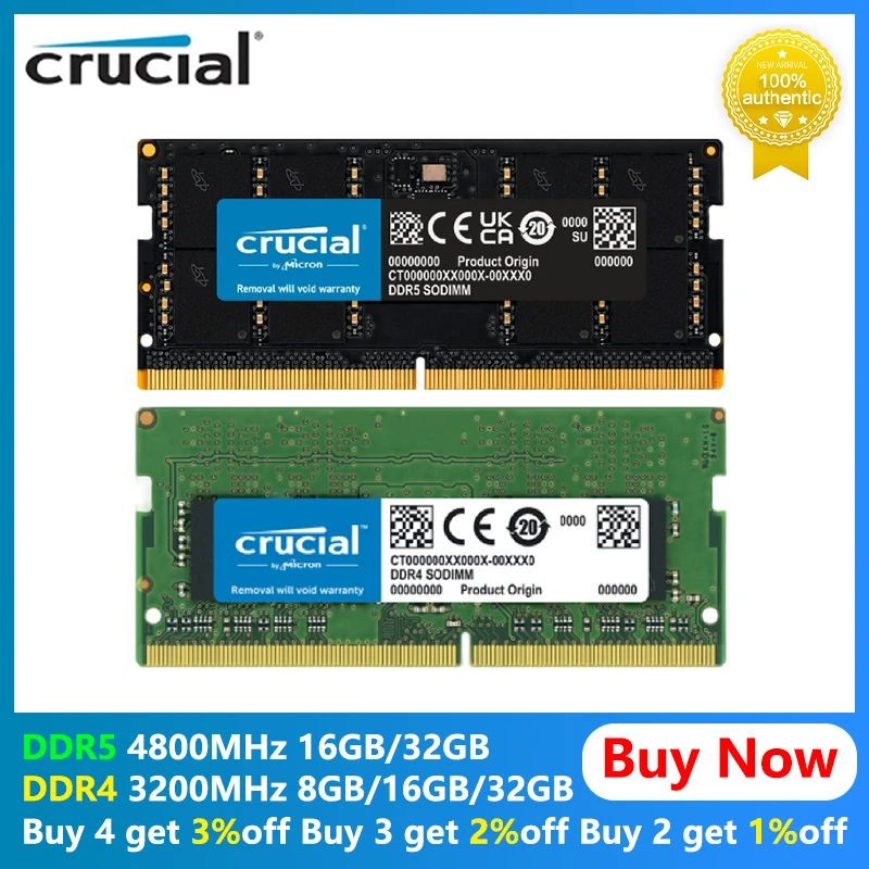 New Crucial RAM DDR5 4800MHz 16GB 32GB DDR4 3200mhz 8GB 16GB 32GB CL40