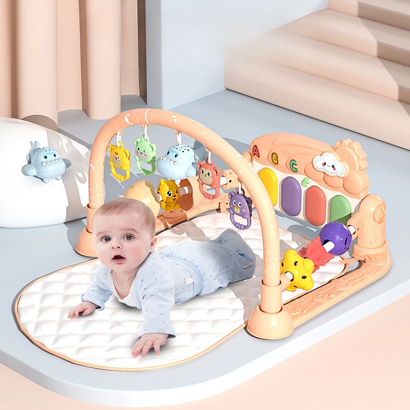 Newborn Foot Piano Activity Gym, Baby Playmat with Music Lights, Early Educational Toy for 3-6M Boys Girls, Anti-Rollover Design