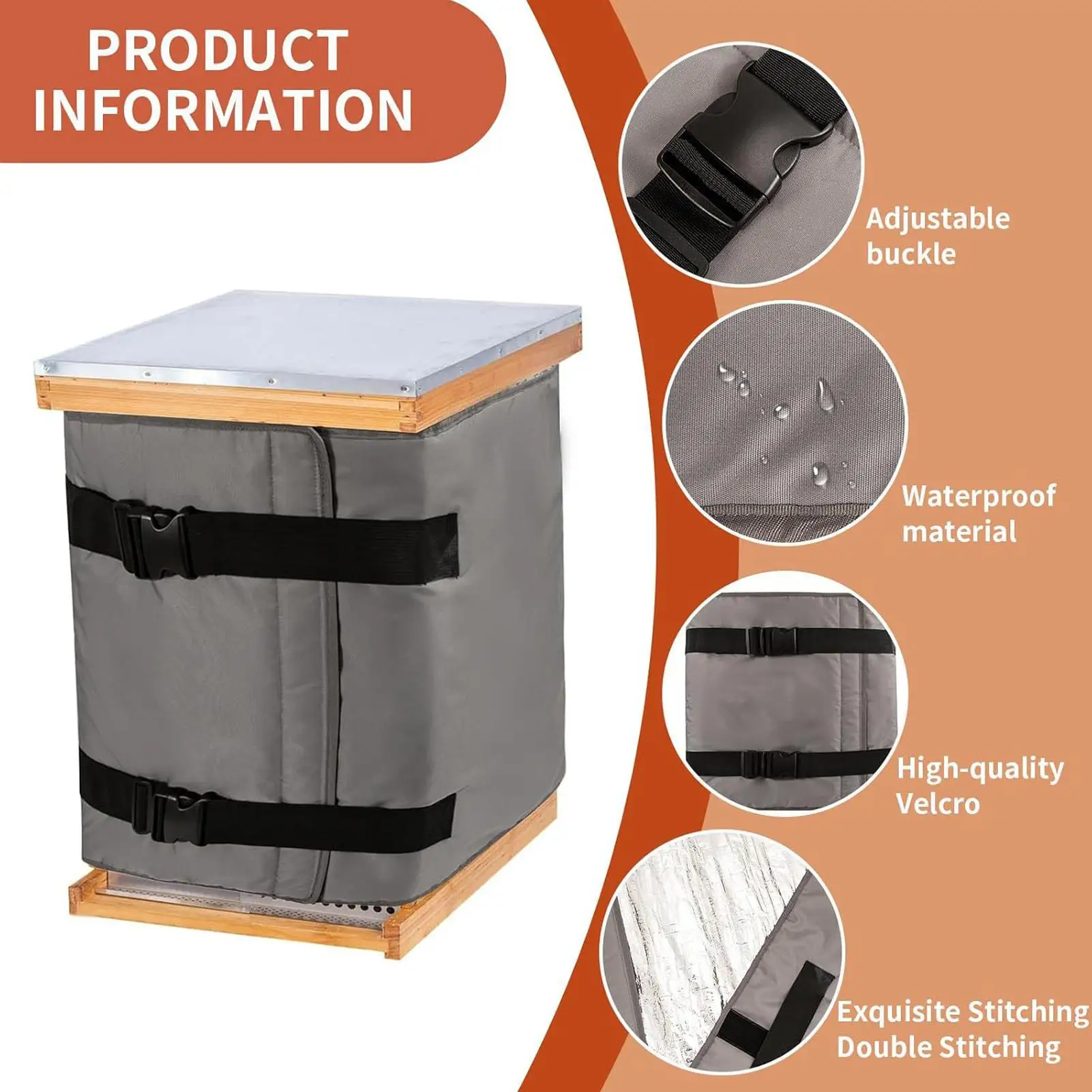 Bee Hive Wraps for Winter 5-layer Adjustable Waterproof Winter Beehive Wrap Warming Accessories for Courtyard Yard Raising Porch