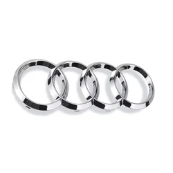 Sleek 4 Rings ABS Car Emblem Set - Front and Rear Badge Collection - Rear 192mm (Chrome)