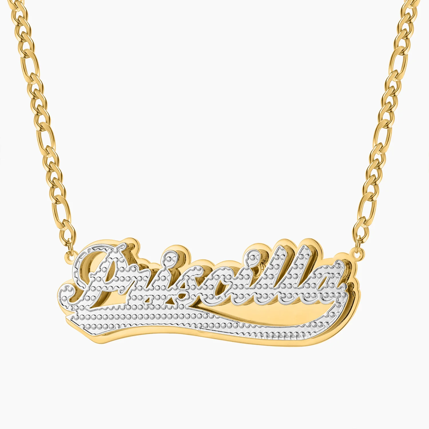 Customized Double Plated Varsity Name Necklace Personalized Stainless Steel Name Plate Names Pendant Jewelry For Women Gifts