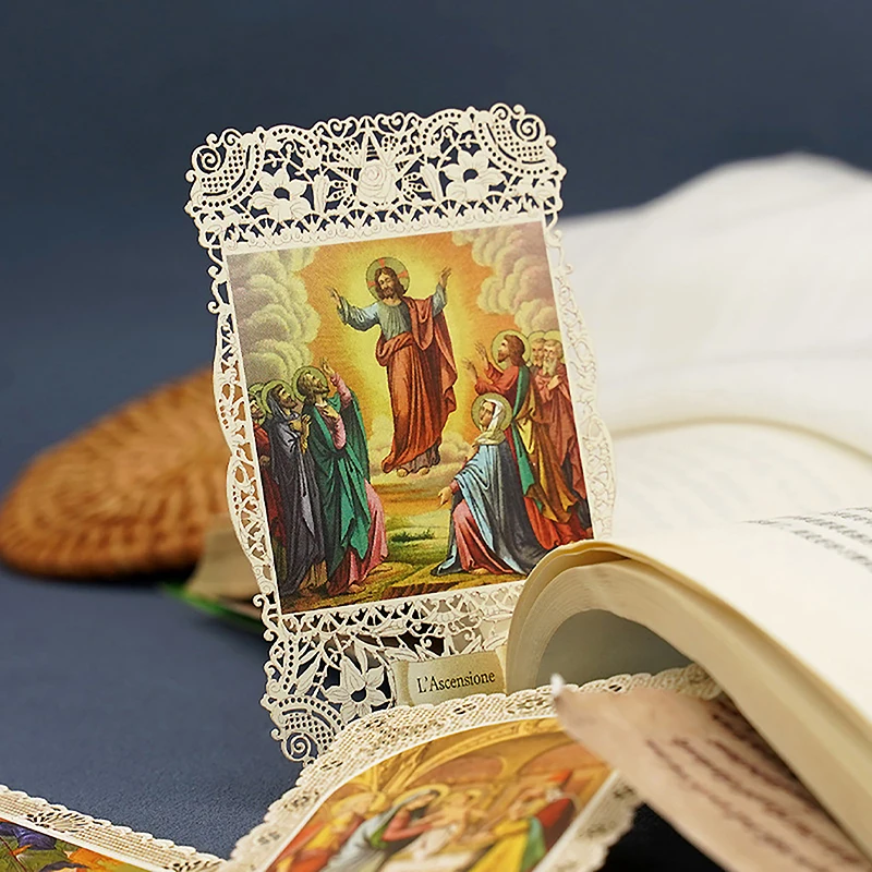 1pc Jesus Holy Family Hollowed Out Lace Bookmark Christian Catholic Icon Card Exquisite Gift Church Souvenir