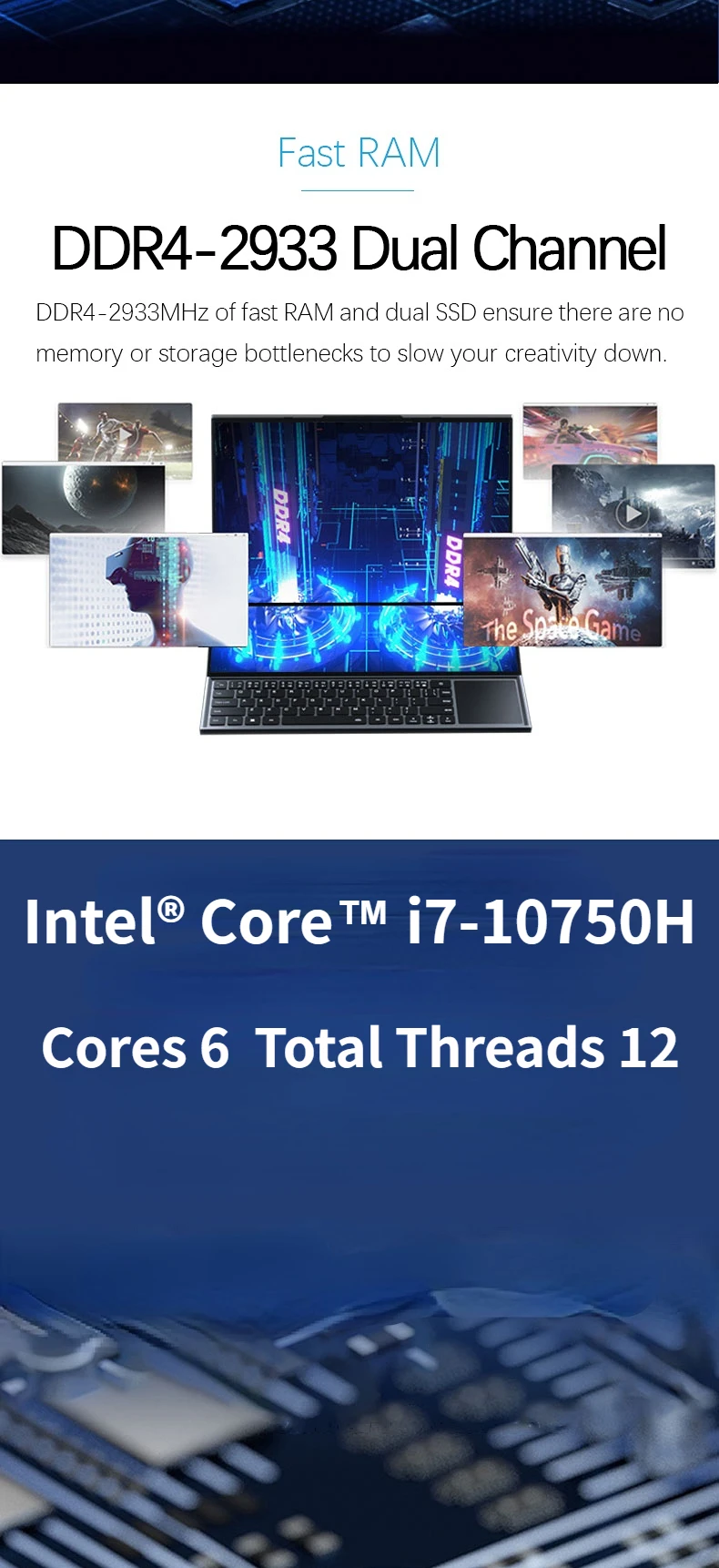 Laptop de Jogos para Intel Core I7, para Intel Uhd Graphics 16in HD Tela  Principal 14in Touch Control Subscreen, 8G RAM 256G SSD para Windows 10/11  Laptop Computer, Suporte USB BT5.0 WIFI (