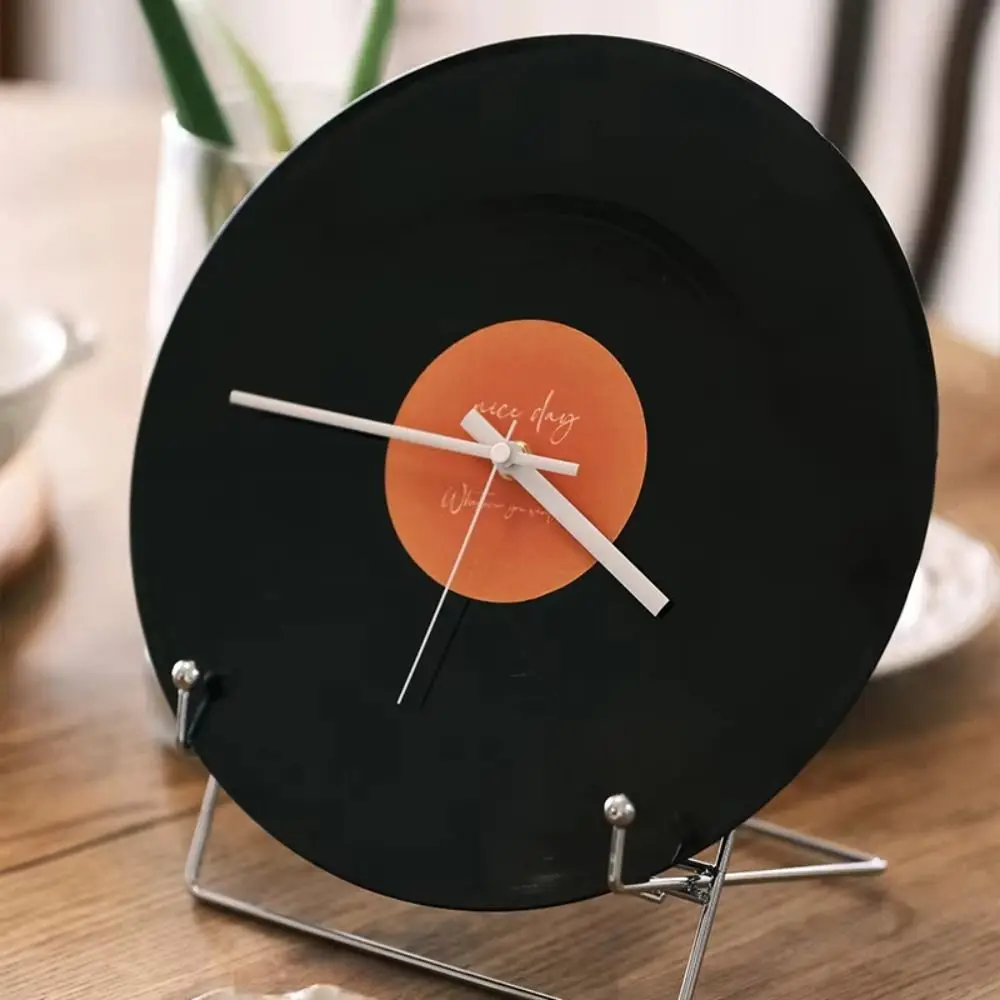 Sunset Vinyl Record Minimalist Decorative Wall Clock with Silent Mechanism – High-End Ornament