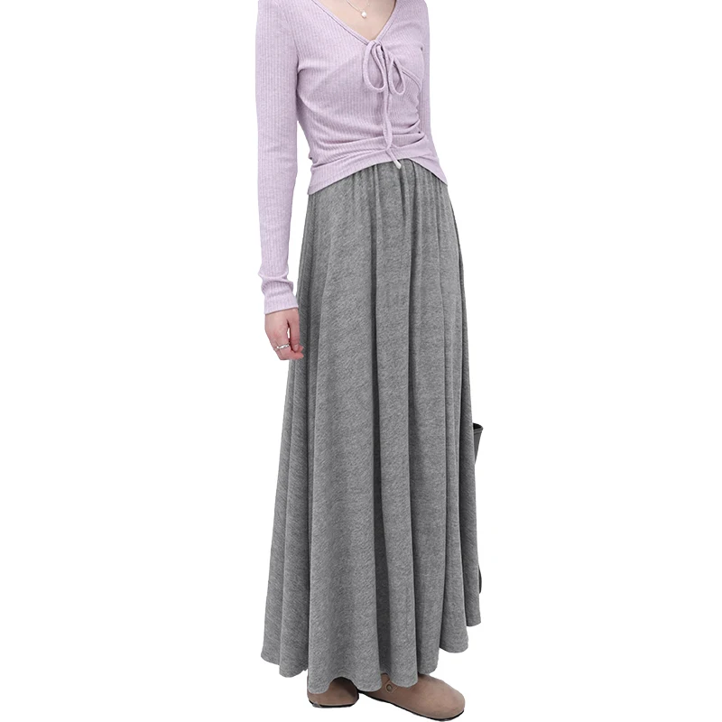 Spring Maternity Maxi Skirts Large Hem Plus Size Pregnant Woman Umbrella Skirt Adjustable Waist Pregnancy Long Skirts