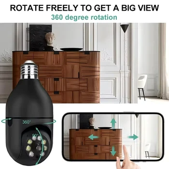 360° HD Night Vision Light Bulb Camera, Wireless WiFi, V360pro APP, Remote Monitoring, Compatible with Xiaomi Huawei Phones 1