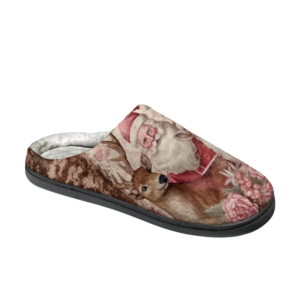 Santa Claus Design Women Flats Home Slippers Indoor Bedroom Couple Cotton Slipper Autumn Winter Warm Floor Slides Zapatos Mujer