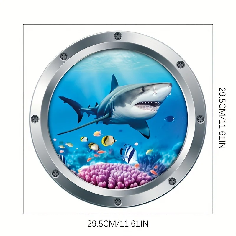 3D Sea World Shark Funny Toilet Stickers Bathroom Toilet Lid Backrest Wall Vinyl Decals Self-adhesive Waterproof Decals 1pc