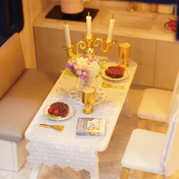 DIY Doll House Miniature Dollhouse With Furnitures Wooden House Miniaturas Toys For Children New Year Christmas Gift A 4