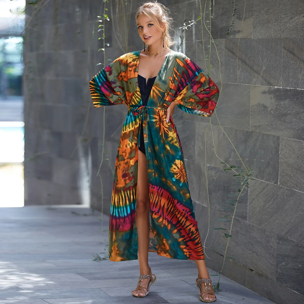 Cotton Belt Beach Cover Up Sunscreen Cardigan Women's Swimwear Bikini Outwear