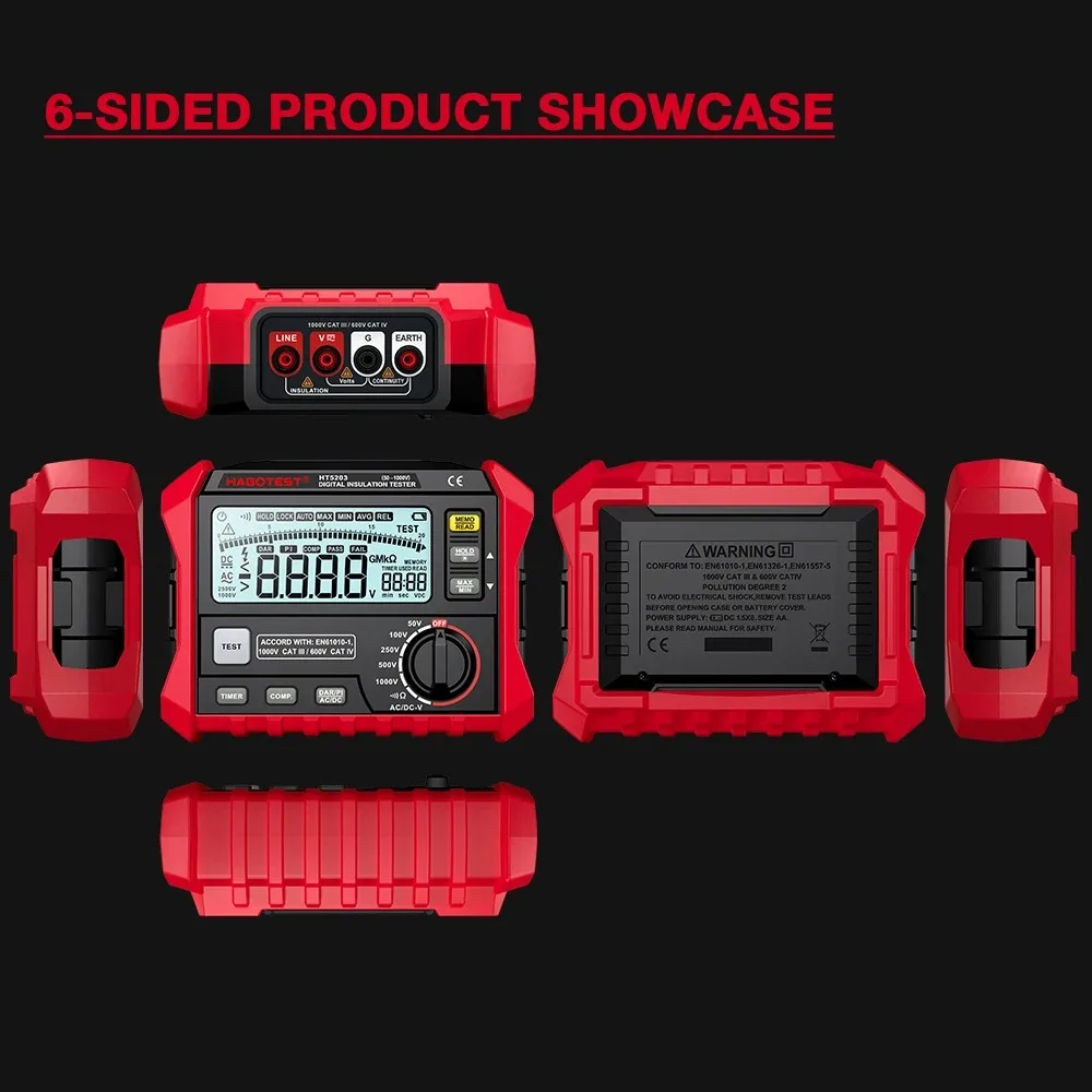 HABOTEST HT5203 Digital High-Precision Voltmeter Resistance Meter Electrical Megger Insulation Resistance Tester 0~100 G&Omega;