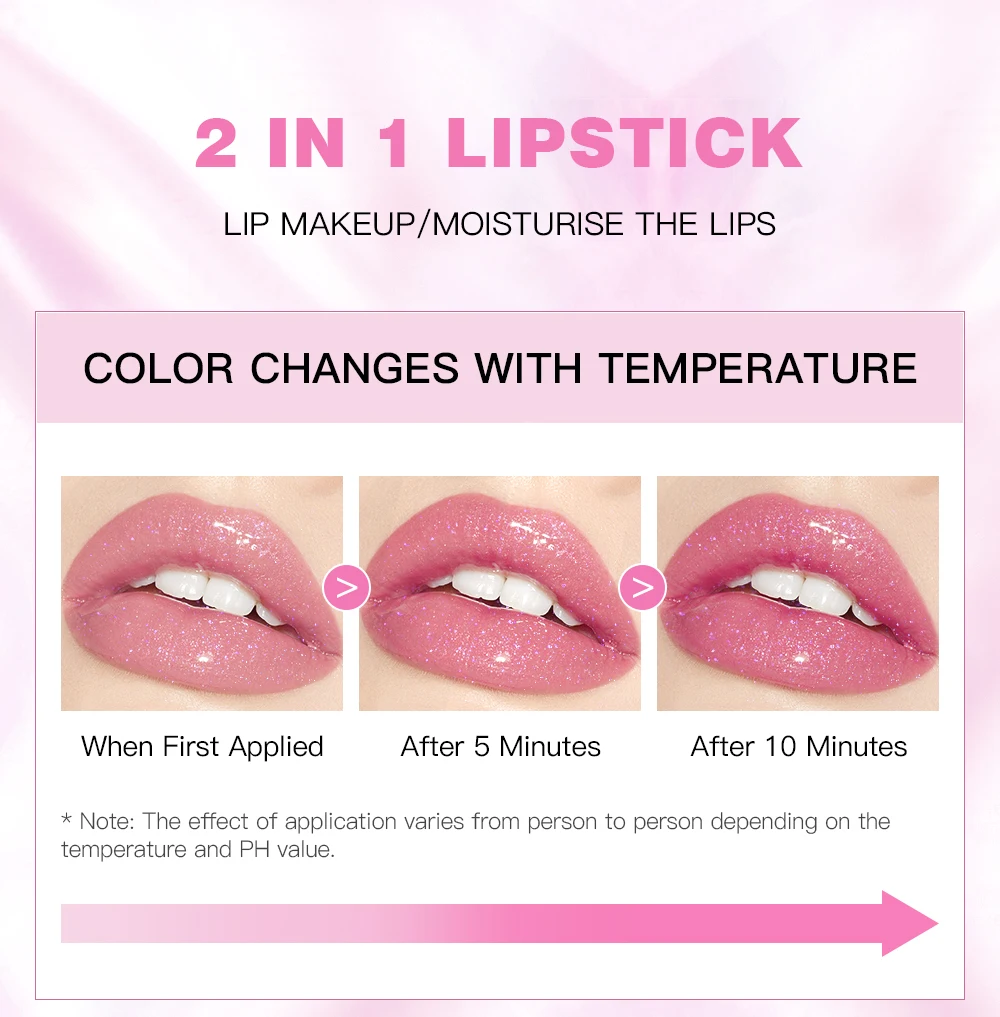 Description Picture 5 of itemQIBEST Shining Jelly Lipstick Color Change With Temperature Lip Stick Hydrating Moisturising Lip Balm Glitter Lipstick Cosmetics