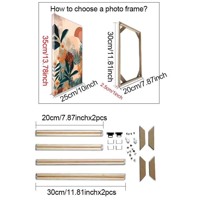 1 Satz Massivholz-Fotorahmen, DIY-Bilderrahmen, geeignet für Diamant-Hängeölgemälde oder Posterinstallation, Dehnung