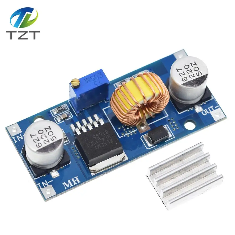 5A XL4015 DC-DC 4-38V bis 1,25-36V 24V 12V 9V 5V Step Down Einstellbares Netzteilmodul LED-Lithium-Ladegerät mit Kühlkörper