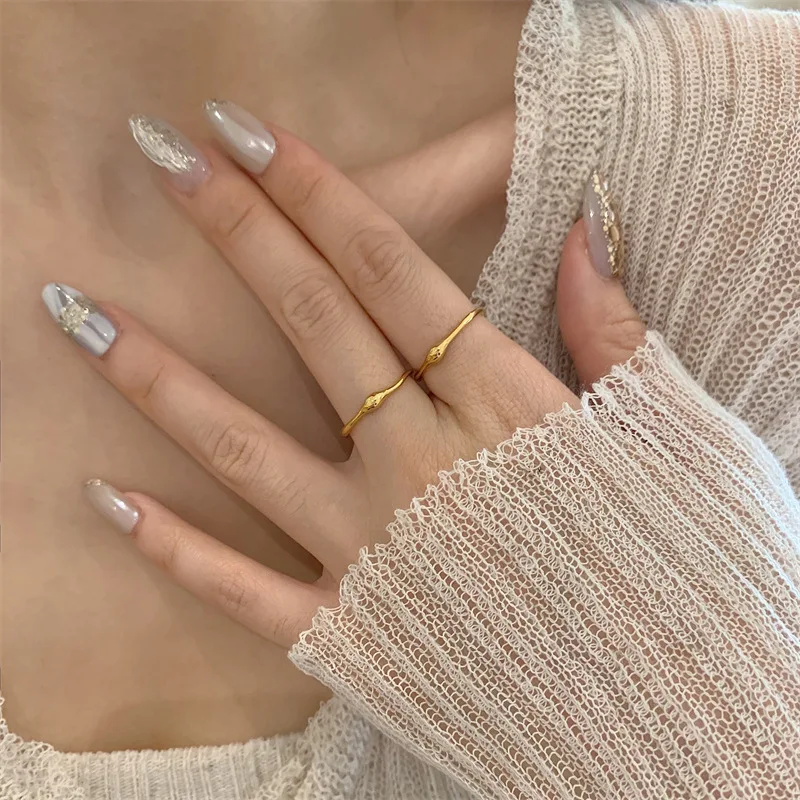Gold Plated Irregular Women 2023 New In Stainless Steel Stacking Rings Trend Simple Aesthetic Jewelry Gift anillos mujer 4