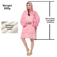 Winter Hoodies Sweatshirt Women Men Pullover Fleece Giant TV Oversized Blanket with Long Flannel Sleeves - Image 5