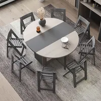 Table à manger ronde multifonctionnelle avec 4 chaises, meubles pliants, yemek masasi, mode 2