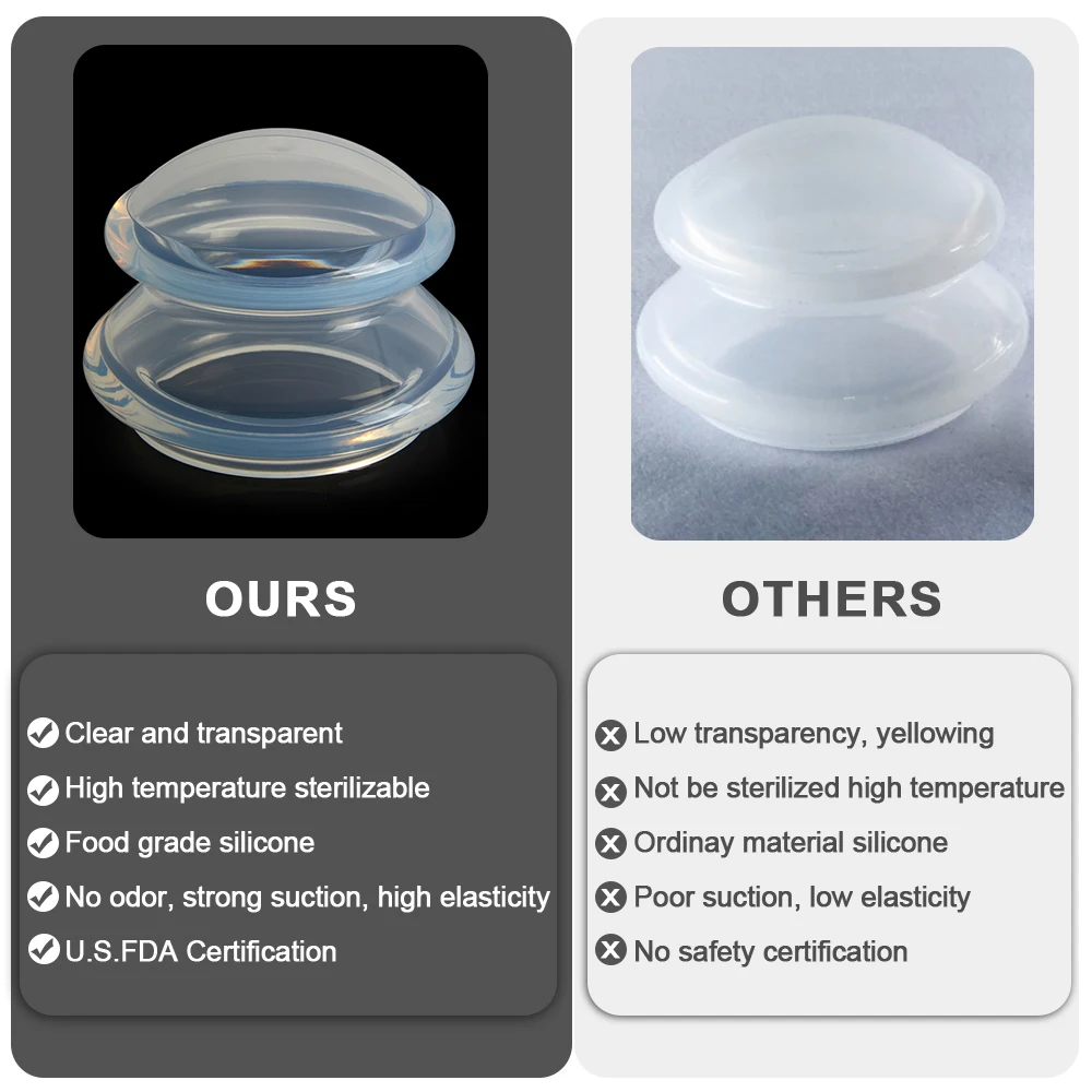 Silicone Vacuum Cupping Set Massage Body Cups Back Gua Sha Ventosas Suction Cup Anti-Cellulite Skin Lift Physiotherapy Jars Slim 4
