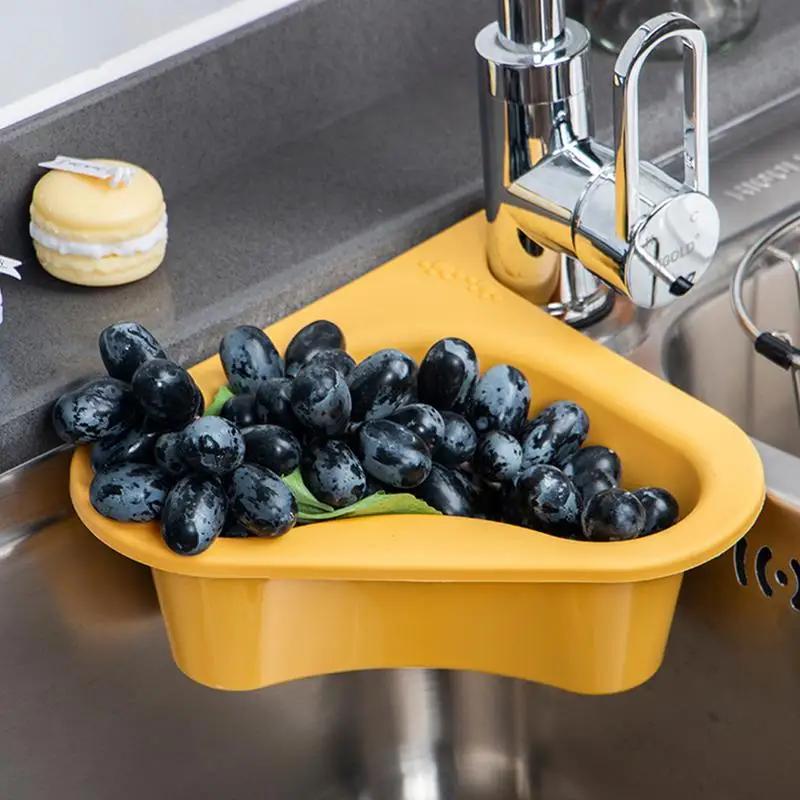 

Kitchen Triangular Sink Strainer Basket Multi-functional Corner Sink Stopper Vegetable Fruit Drainer Rack For Kitchen Gadgets