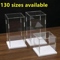 1pc Acrylic display box White base , plastic box, cube storage box, transparent small assembly, dustproof display, collectibles 1