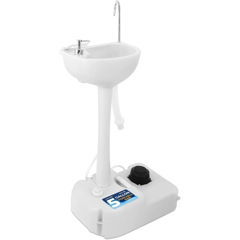 Portable Camping Sink w/Towel Holder & Soap Dispenser  Worksites, Camping – SLCASN18, Standard, White 2