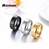 Maxmoon Metal Stainless Steel Wide Rings Sports Male Simple Men Silver Color Jewelry Ring glod Summer Wholesale Business Boy 5