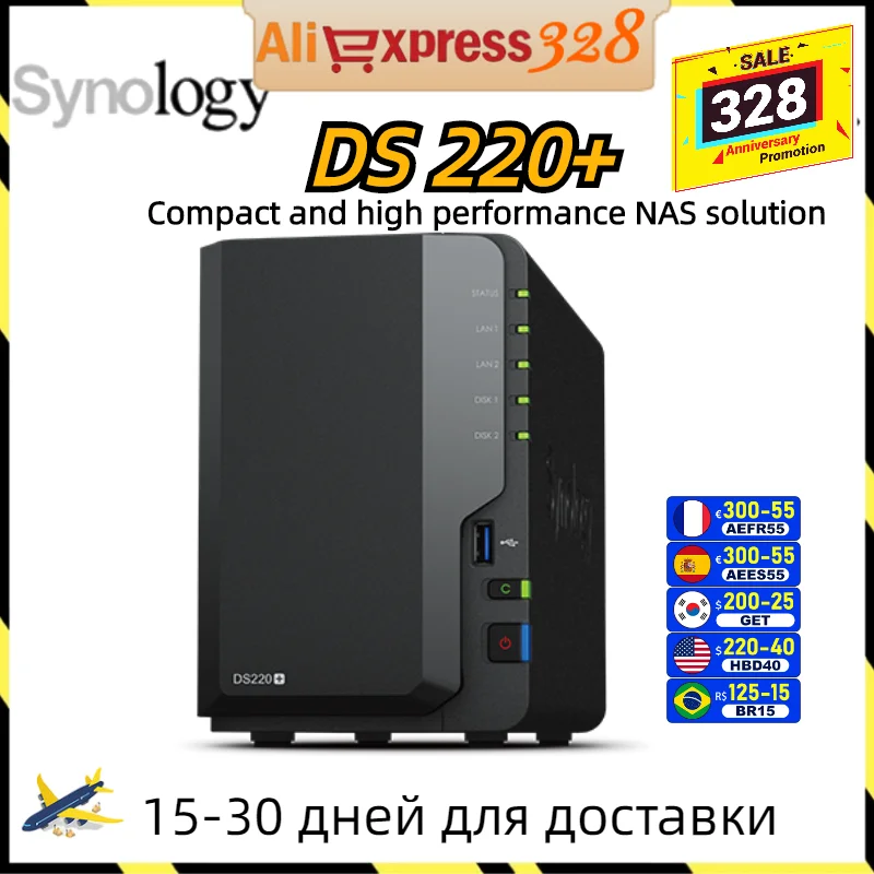 Synology 2 Bay Nas Attached Storage With Ac Adapter For