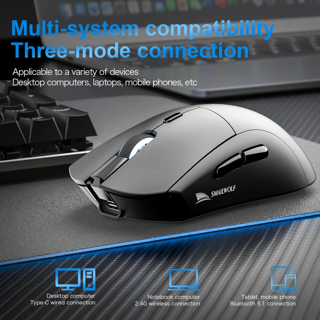 SMAILWOLF RS7 Bluetooth souris de jeu sans fil PAW3311 macro pilote ordinateur portable ordinateur de bureau jeu de bureau 20000dpi 4 SMAILWOLF RS7 Bluetooth souris de jeu sans fil PAW3311 macro pilote ordinateur portable ordinateur de bureau jeu de bureau 20000dpi 4