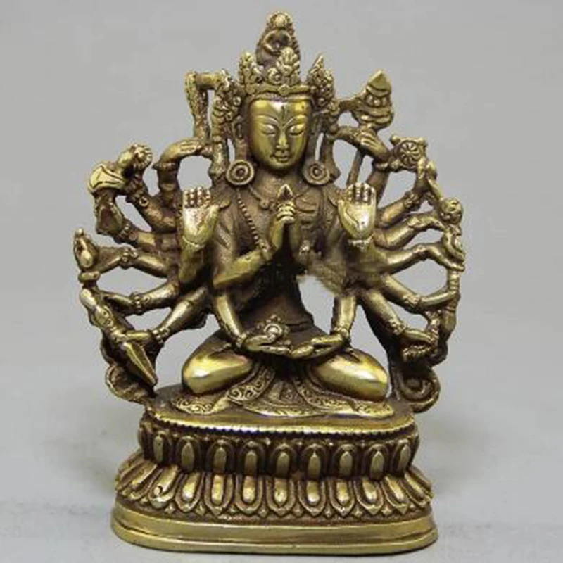 

China Tibetan Buddhism Copper Buddha Avalokiteshvara Thousand-Hand Guanyin Exorcism Collection Ornaments Statues et Sculptures