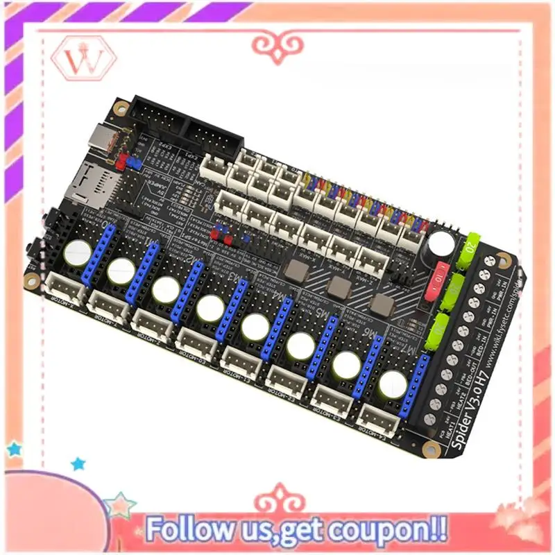 Upgraded Spider V3.0 H7 32 Bit Motherboard Drive 24V/48V Optional Power Supply Board 8 Axis TMC5160T TMC2209 Drive For Voron