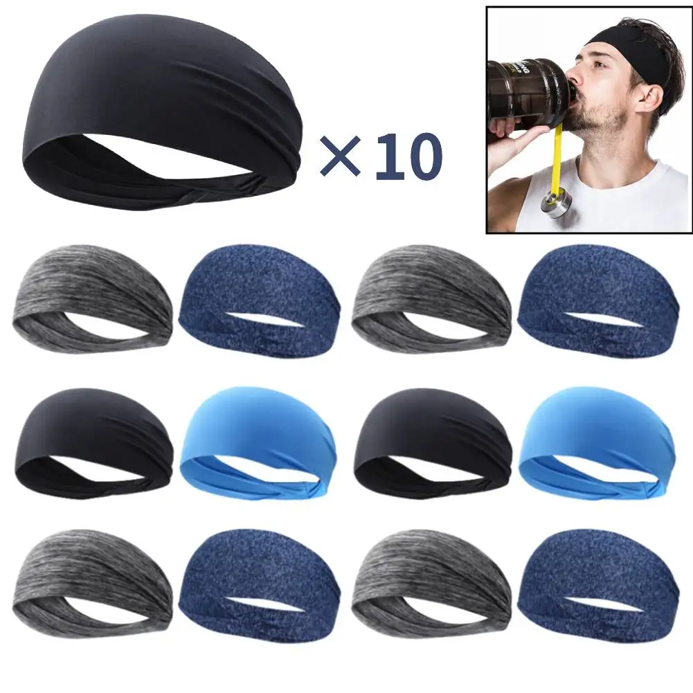 1-10Pcs Sports Sweatband Breathable Sweat Absorbent Elastic Hair Band For Outdoor Sport Yoga