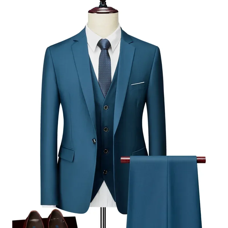 Men Suit 3 Pieces Sets Jacket Vest Trousers
