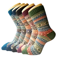 5 Pairs Women's Autumn Winter Wool Socks Warm Soft Mid Length Socks Ultra Thick Harajuku Women's Antifreeze Cashmere Short Socks 1