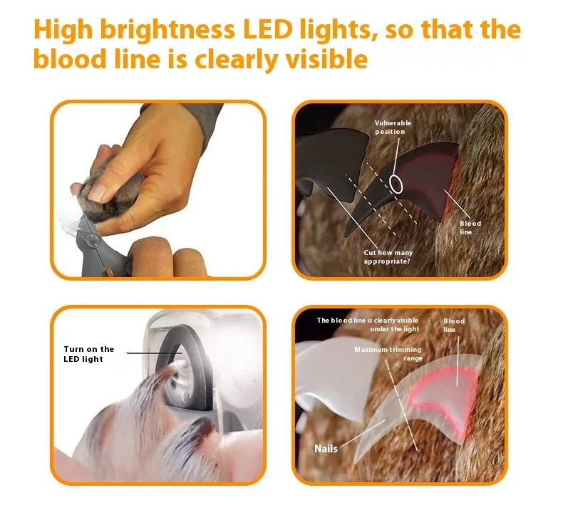 1 Stück LED-Nagelknipser für Haustiere mit Licht, Katzen- und Hundepflegeschere für einfache und sichere Krallenpflege – Detail 9