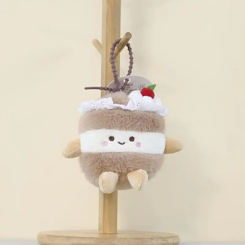 Cute Birthday Cake Plush Pendant Keychain - Creative Cartoon Stuffed Doll Toys Funny Backpack Decoration Perfect Birthday Gifts