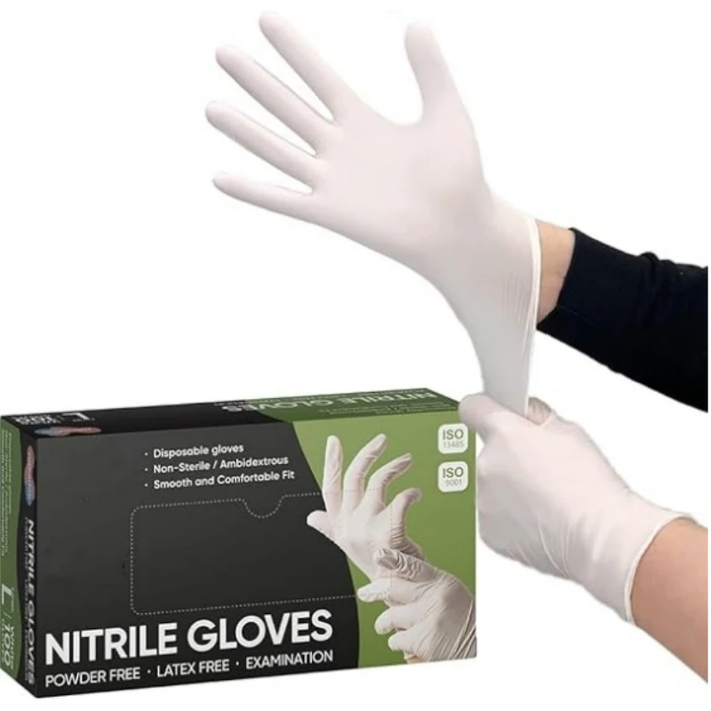 Gants Nitrile Jetables Bleus/Blancs Lot 20/100 PCS Tailles S/M/L