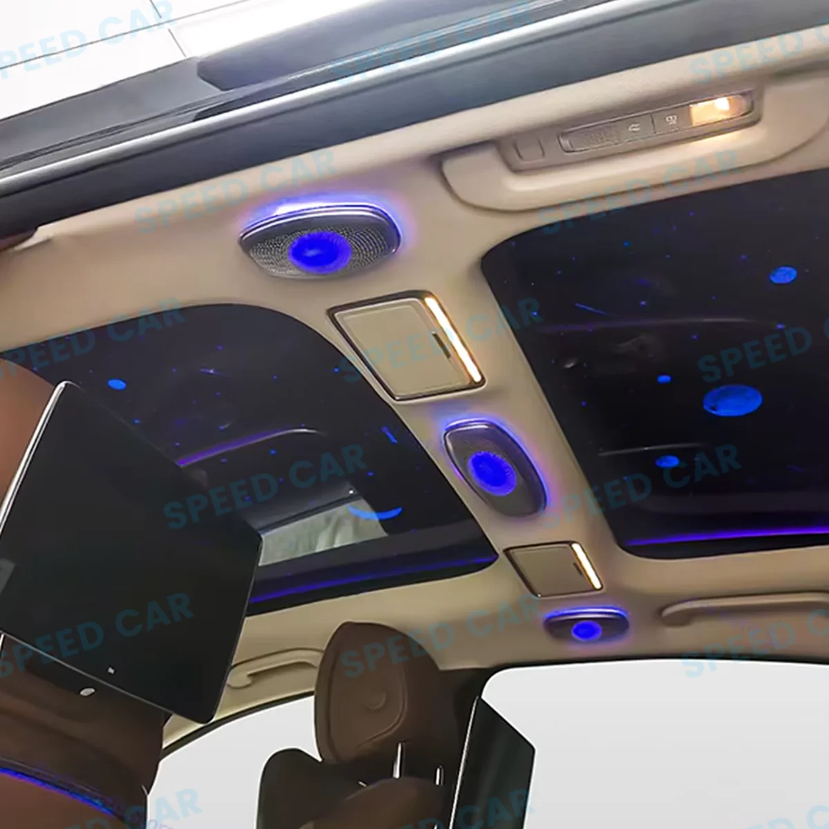 메르세데스 벤츠 W205 W213 W222 W167 X253 C/E/S용 64색 자동차 천장 LED 스피커, LED 안경 케이스, 혼, 분위기 조명