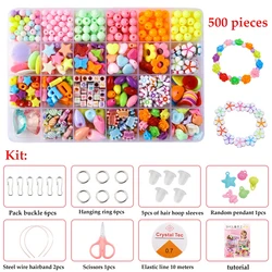 Colorful Beaded Jewelry Craft Kit for Kids - DIY Bracelet and Necklace Making Set (B)