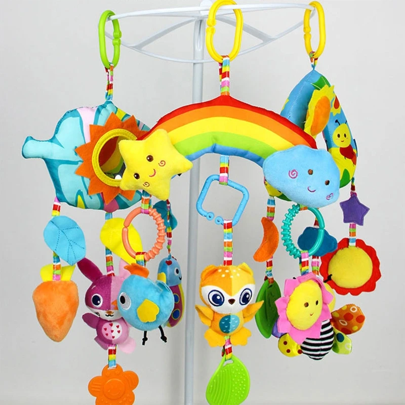 

Baby Stroller Mobile Rattle Pushchair Pram Pendant Cartoon Animal for Doll Infants Crib Hanging Bell Educational Sensory