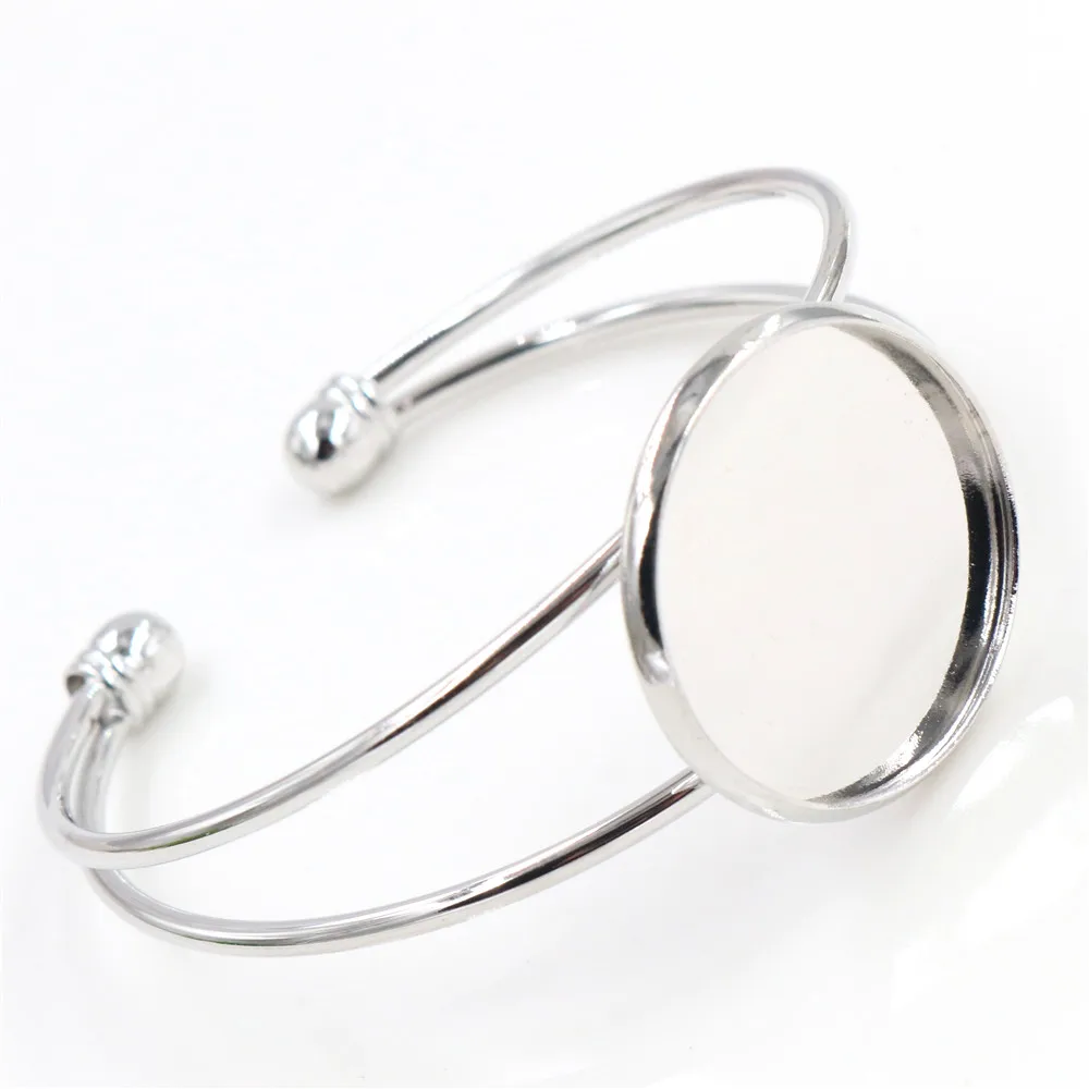 Elegant Plated Bangle Base with Multi-Color Options and Cabochon Setting