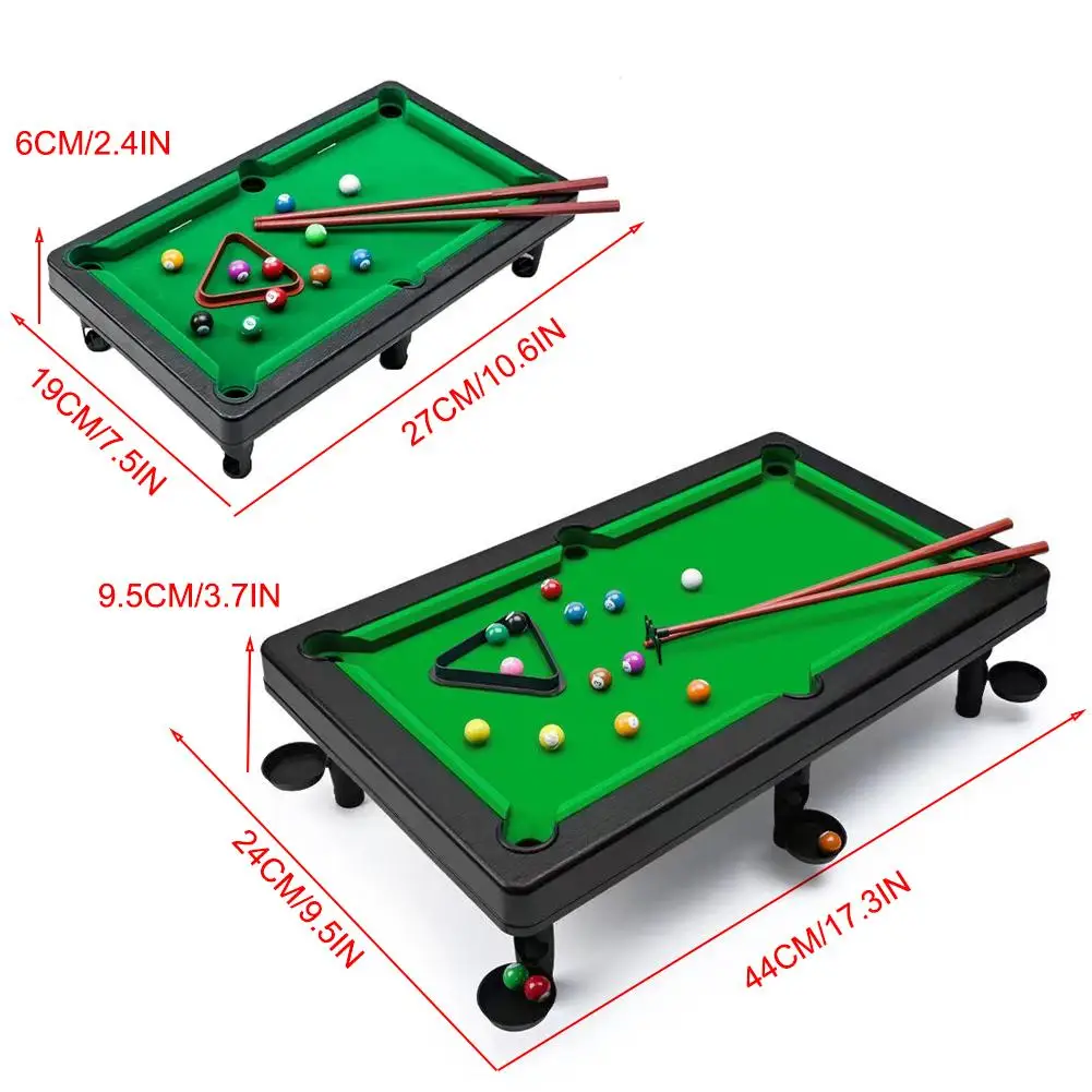 Mini Pool Table Tabletop Desktop Billiards Snooker Game Parent-child Interaction 2 Sticks & Balls Home Office Desk Stress Relief