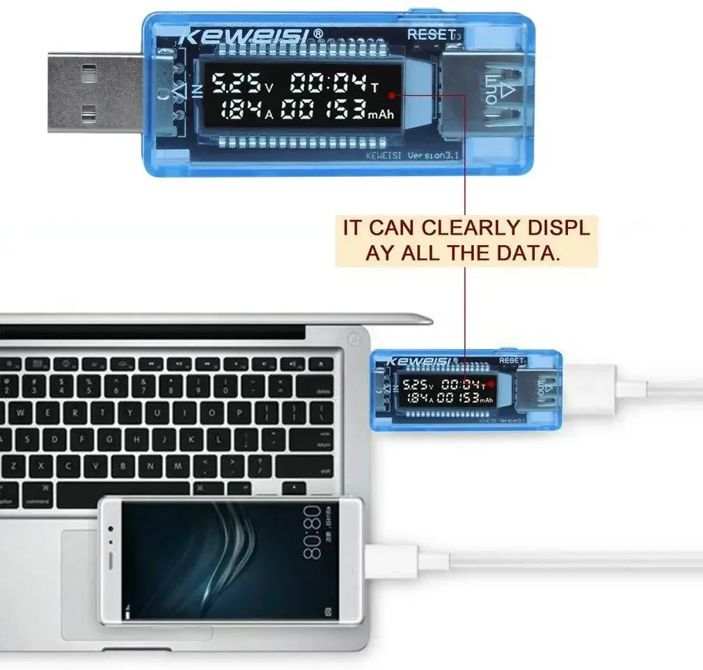 USB Current Voltage Capacity Tester Volt Current Voltage Detect Charger Capacity Tester Meter Mobile Power Detector Battery Test 5